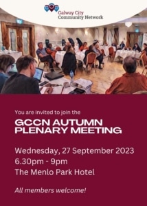 Invite to GCCN Autumn Plenary on 27 September 2023 from 6.30pm in Menlo Park Hotel, Galway