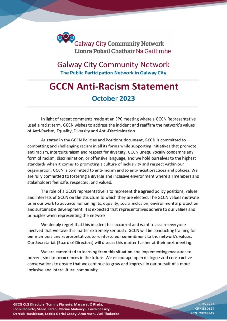 GCCN Anti-Racism Statement October 2023