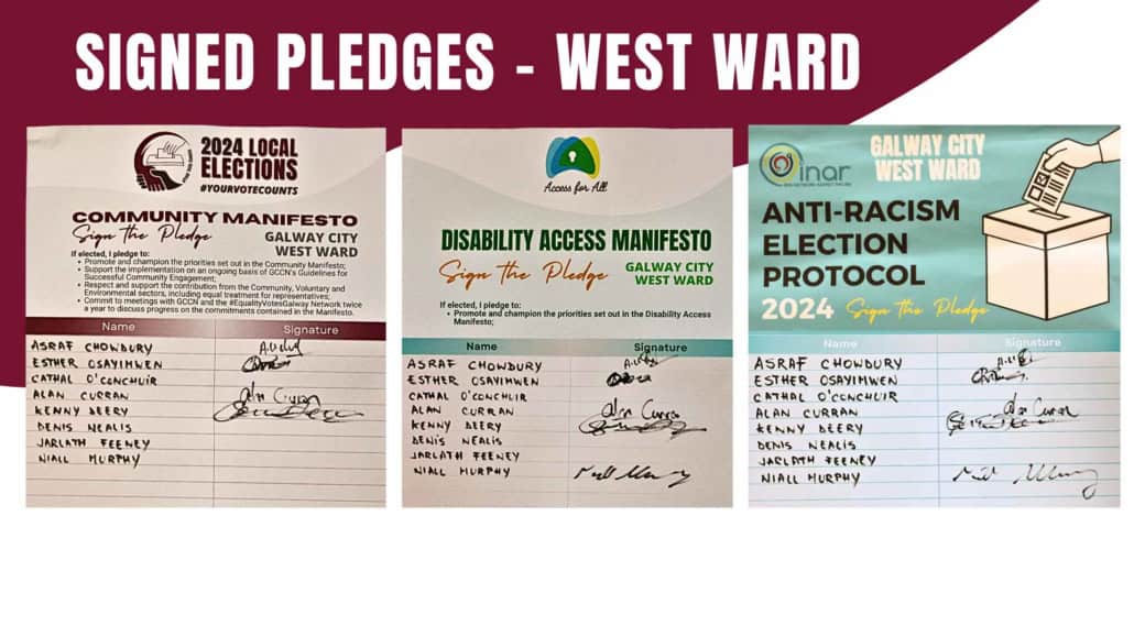 Signatures of the West Ward Candidates for the 3 Pledges